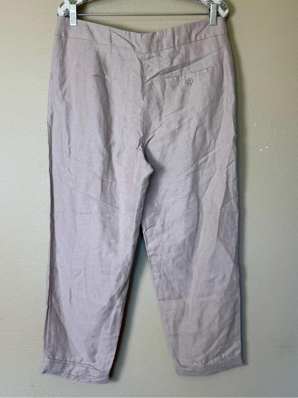 Aritzia Wilfred Beige Drawstring Cropped Linen Pants Size 8